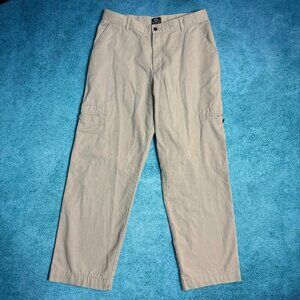 Lee Casuals Baggy Wide Leg Cargo Pants Khaki Cotton 34x29 Vintage 90s 2000s